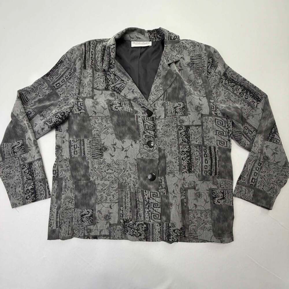 Drapers & Damon's Gray Black Patchwork Print Blazer Jacket